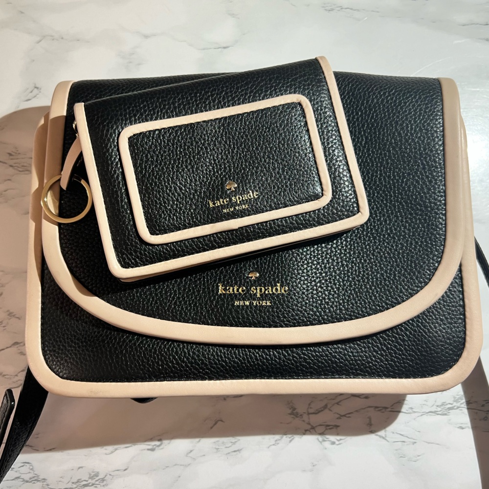 Kate Spade Ivy Ward Place Crossbody Hand Bag & Wallet Black and Nude
